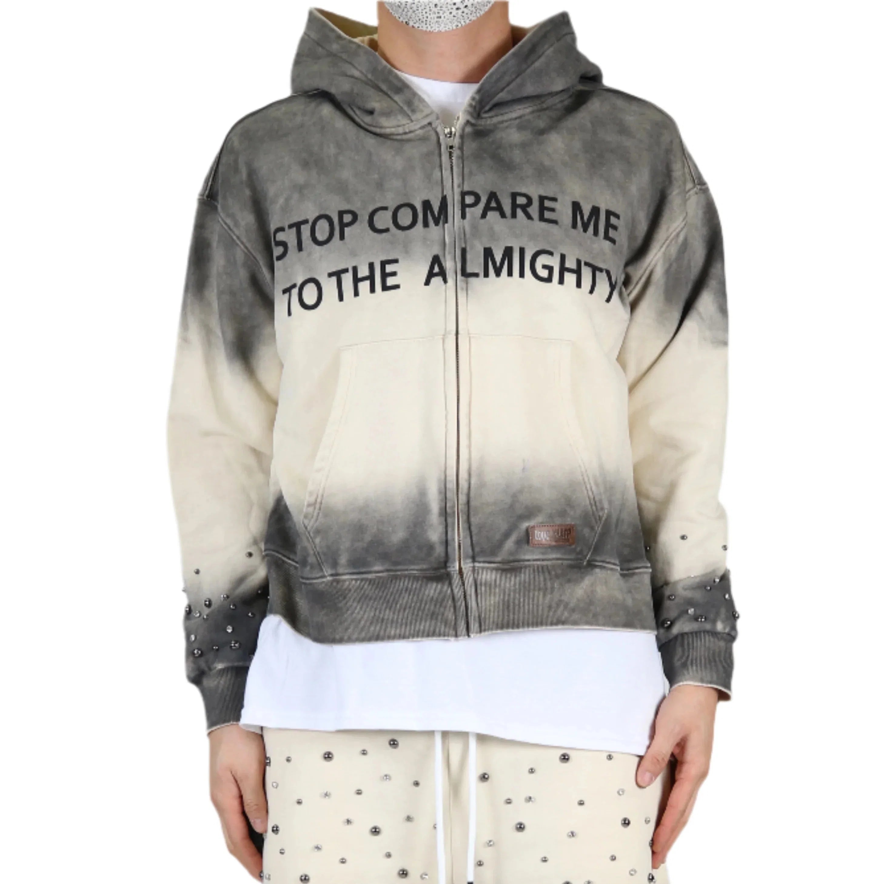NOEL French Terry Long Sleeve Crop Top Full Zip Hoodie