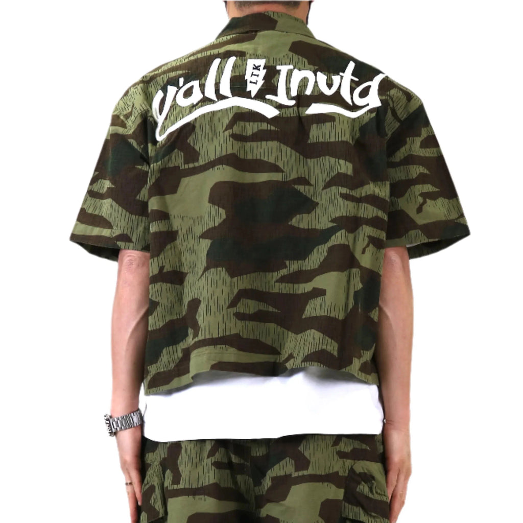 EFFEST Fine Ripstop Twill Boxy Cut Crop Top Short sleeve Buttondown Shirt