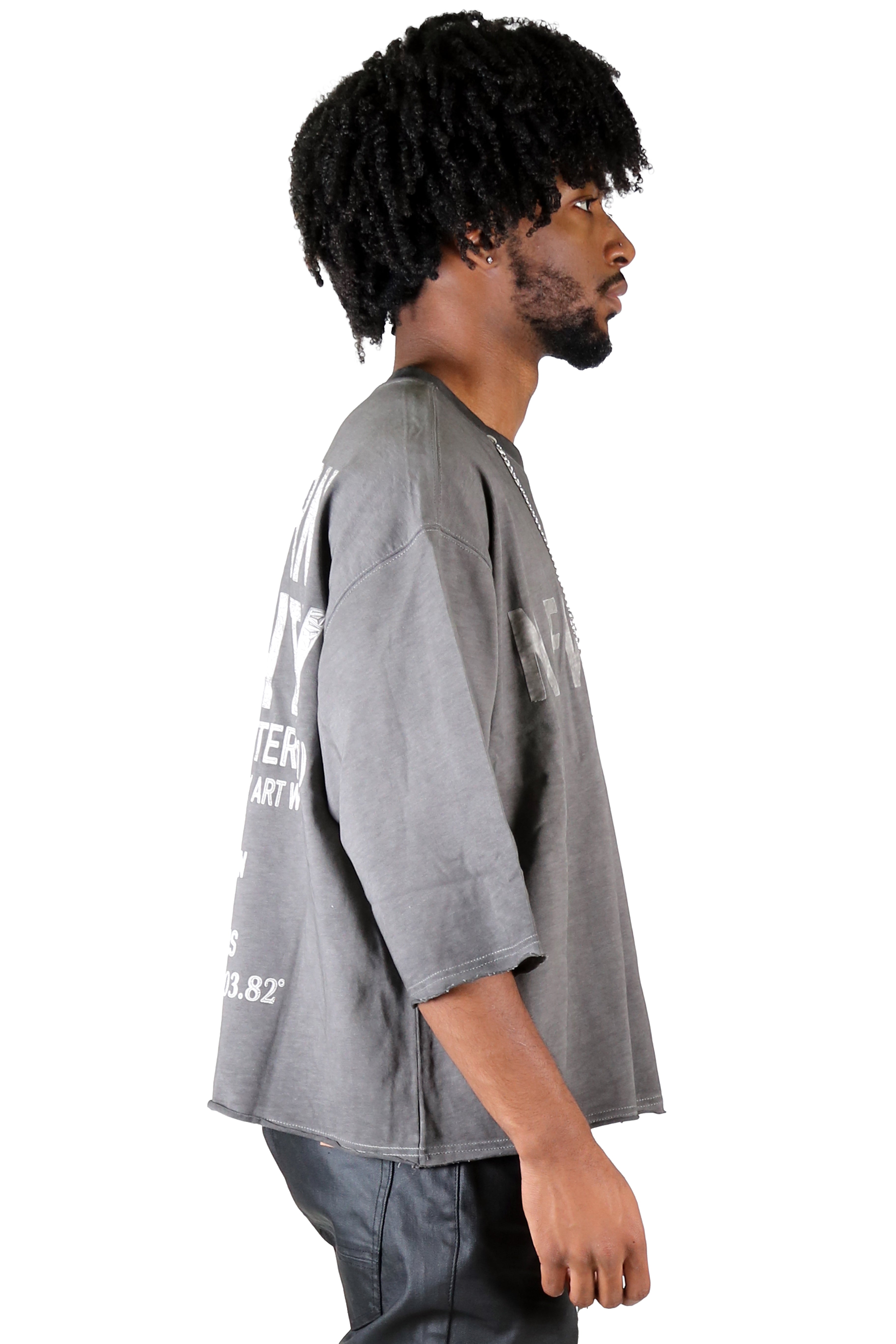 ORBITS S/N Jersey 3/4 Sleeve Crop Top Tee with Detachable Necklace