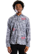 Yeti Men's ripped & repaired button down shirt