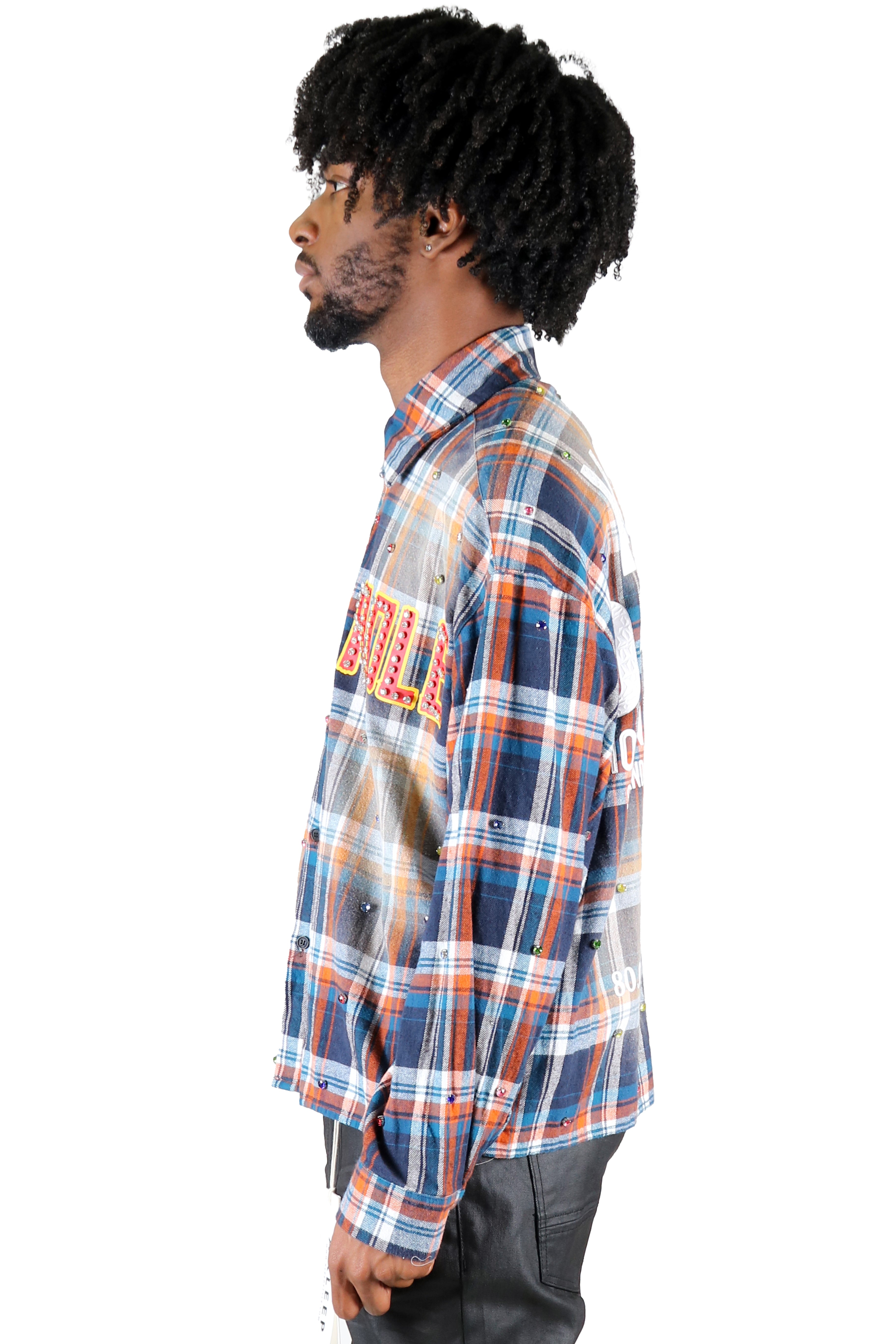SUIFU Long Sleeve Washed Flannel Crop Top Button Down Shirt
