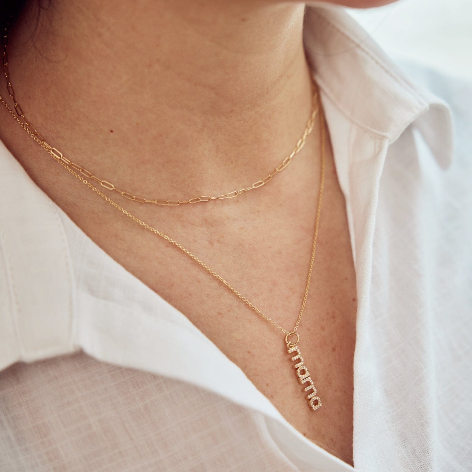 Pavé Vertical Mama Necklace