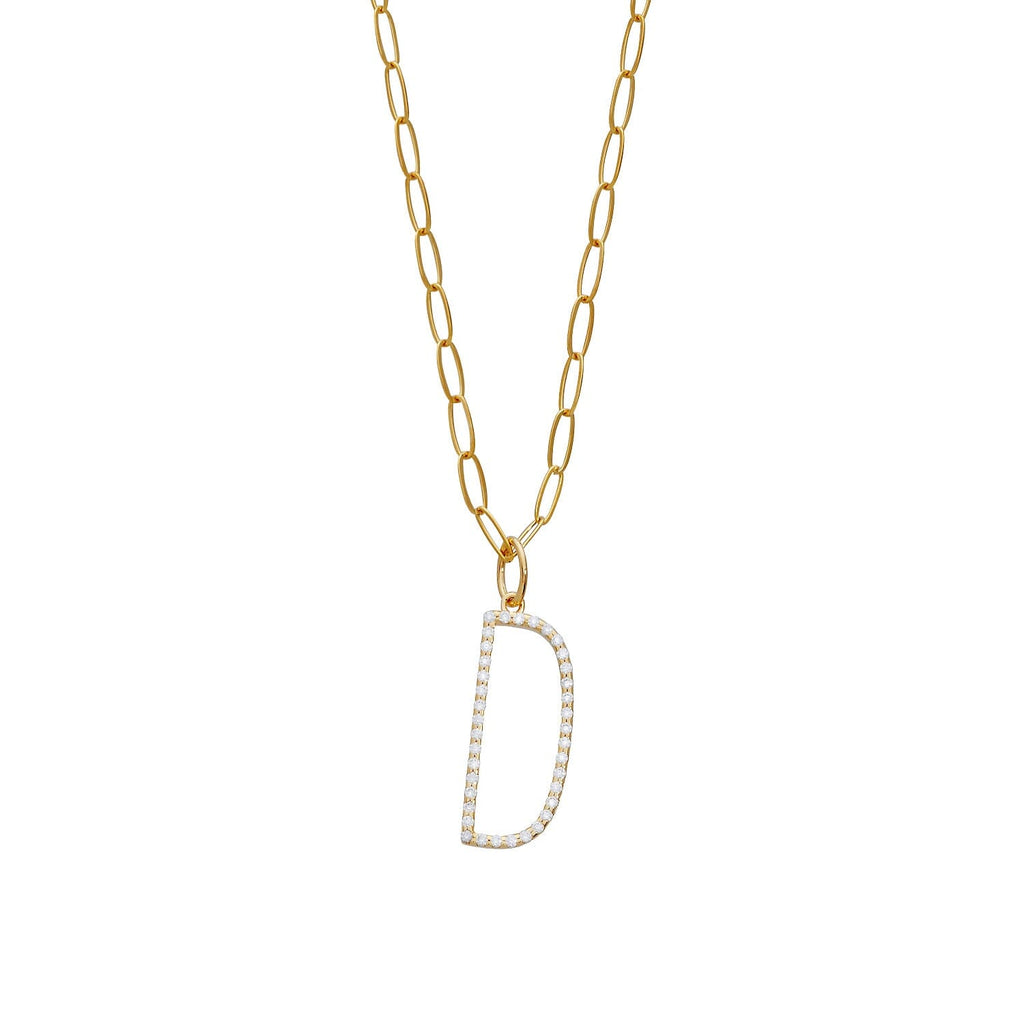 Pavé Elongated Initial Necklace