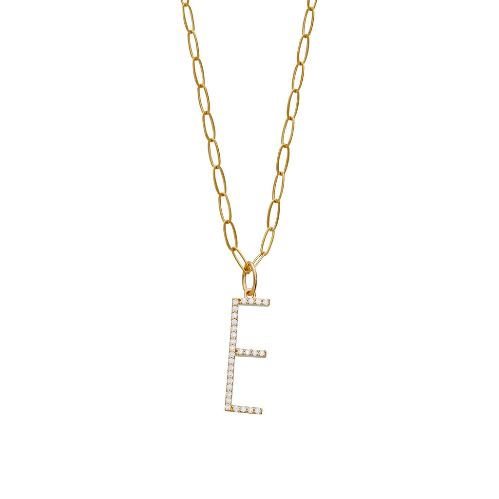 Pavé Elongated Initial Necklace