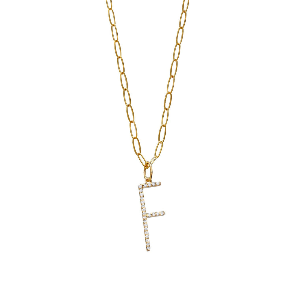 Pavé Elongated Initial Necklace