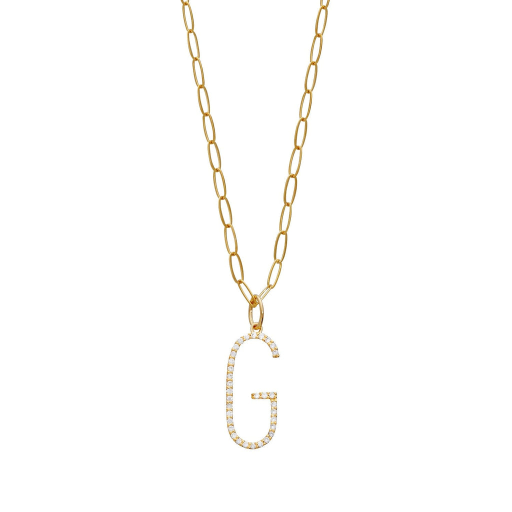 Pavé Elongated Initial Necklace