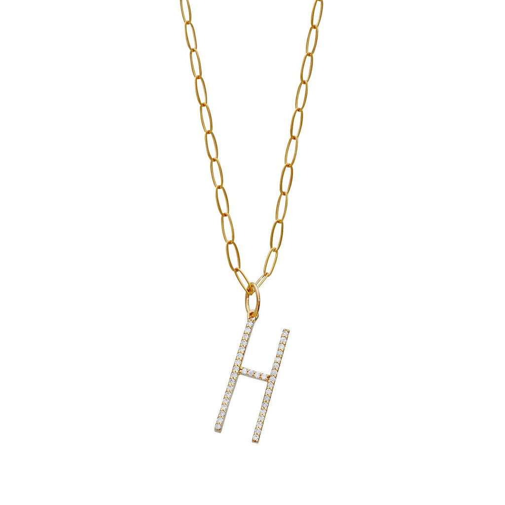 Pavé Elongated Initial Necklace