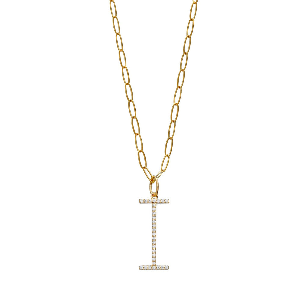 Pavé Elongated Initial Necklace