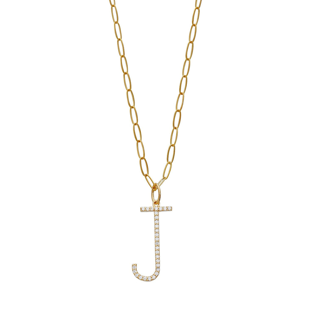 Pavé Elongated Initial Necklace