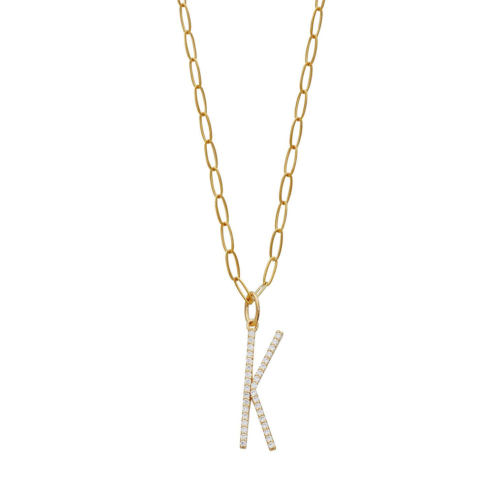 Pavé Elongated Initial Necklace