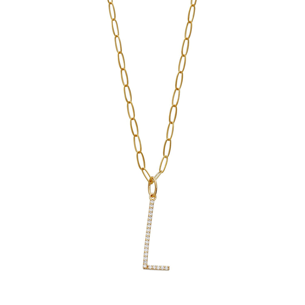 Pavé Elongated Initial Necklace