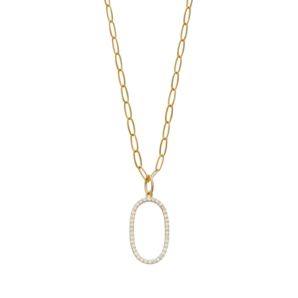 Pavé Elongated Initial Necklace