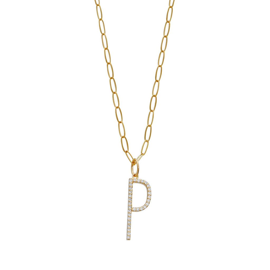 Pavé Elongated Initial Necklace