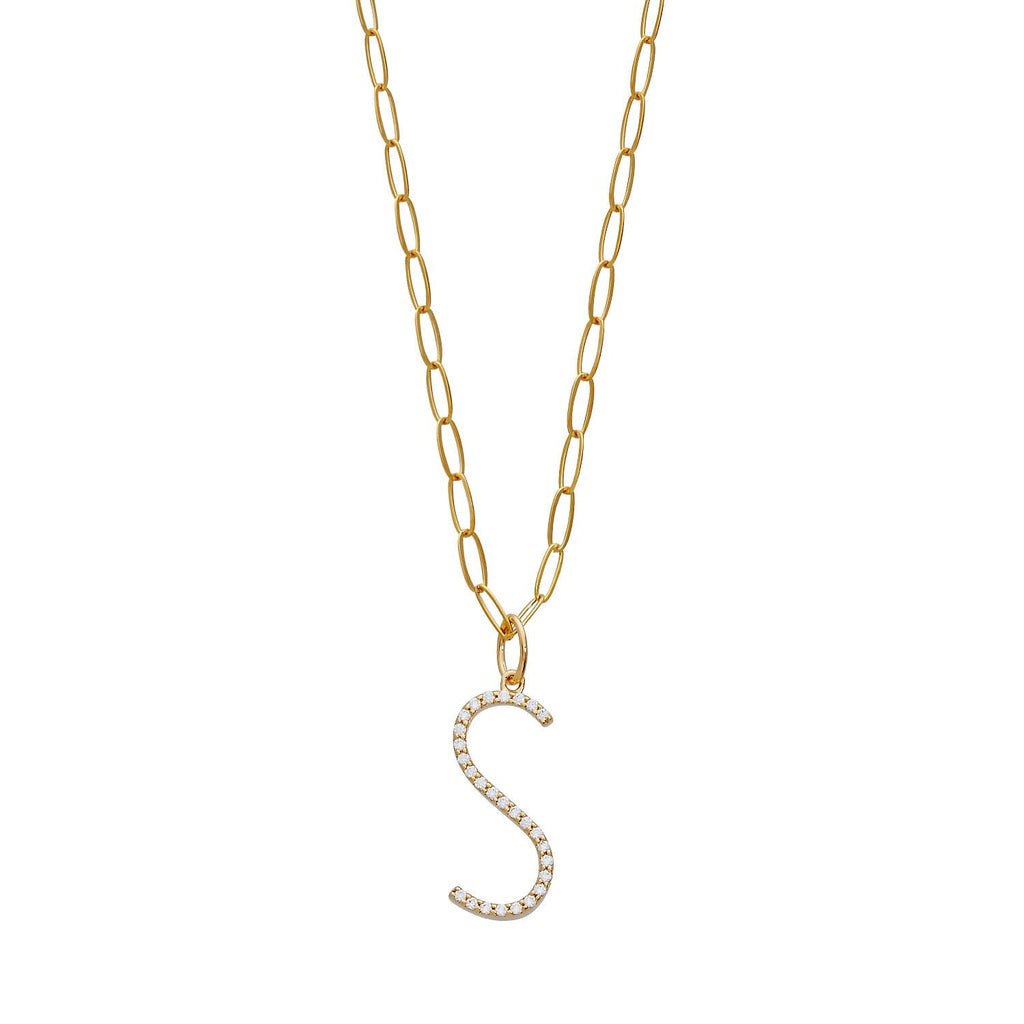 Pavé Elongated Initial Necklace