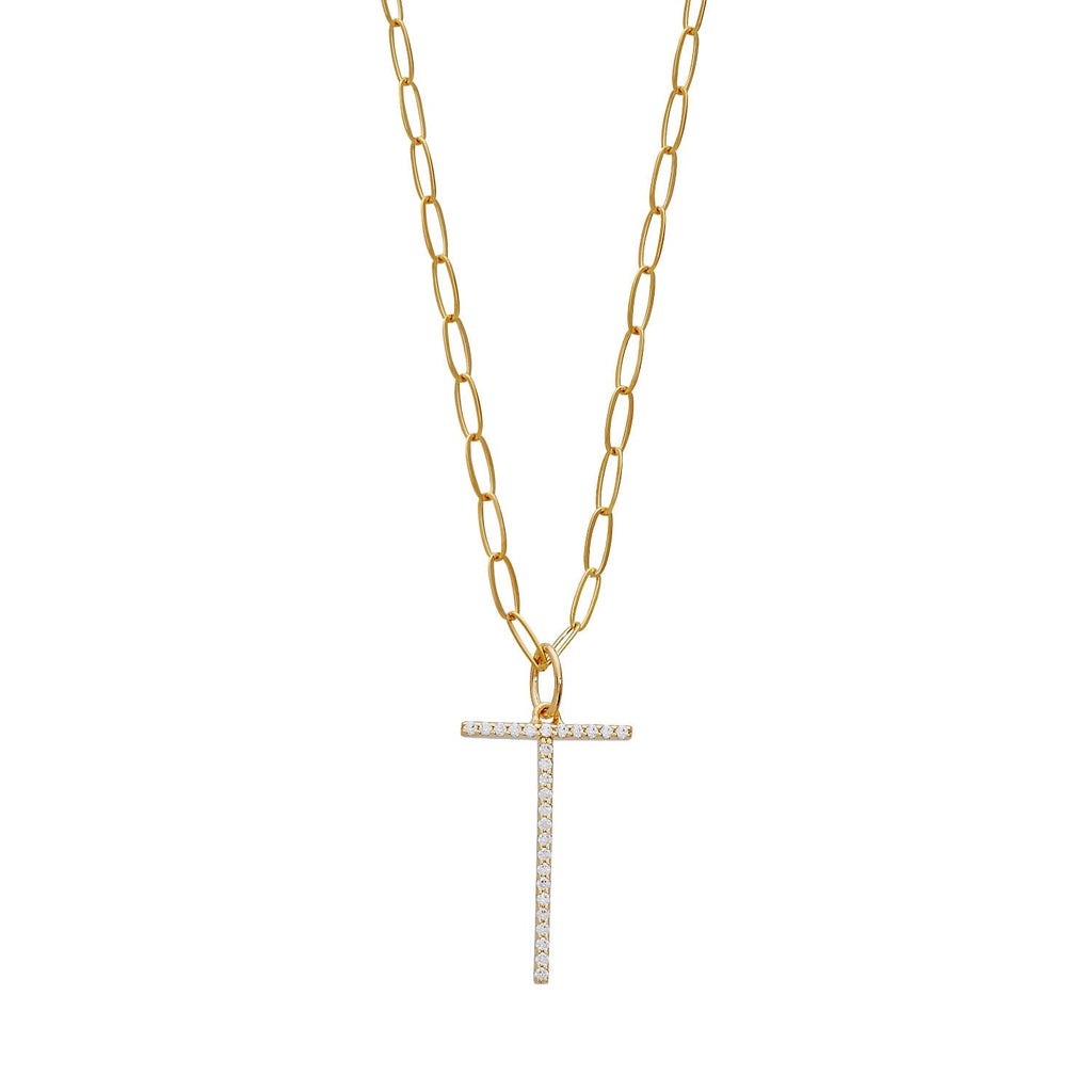 Pavé Elongated Initial Necklace