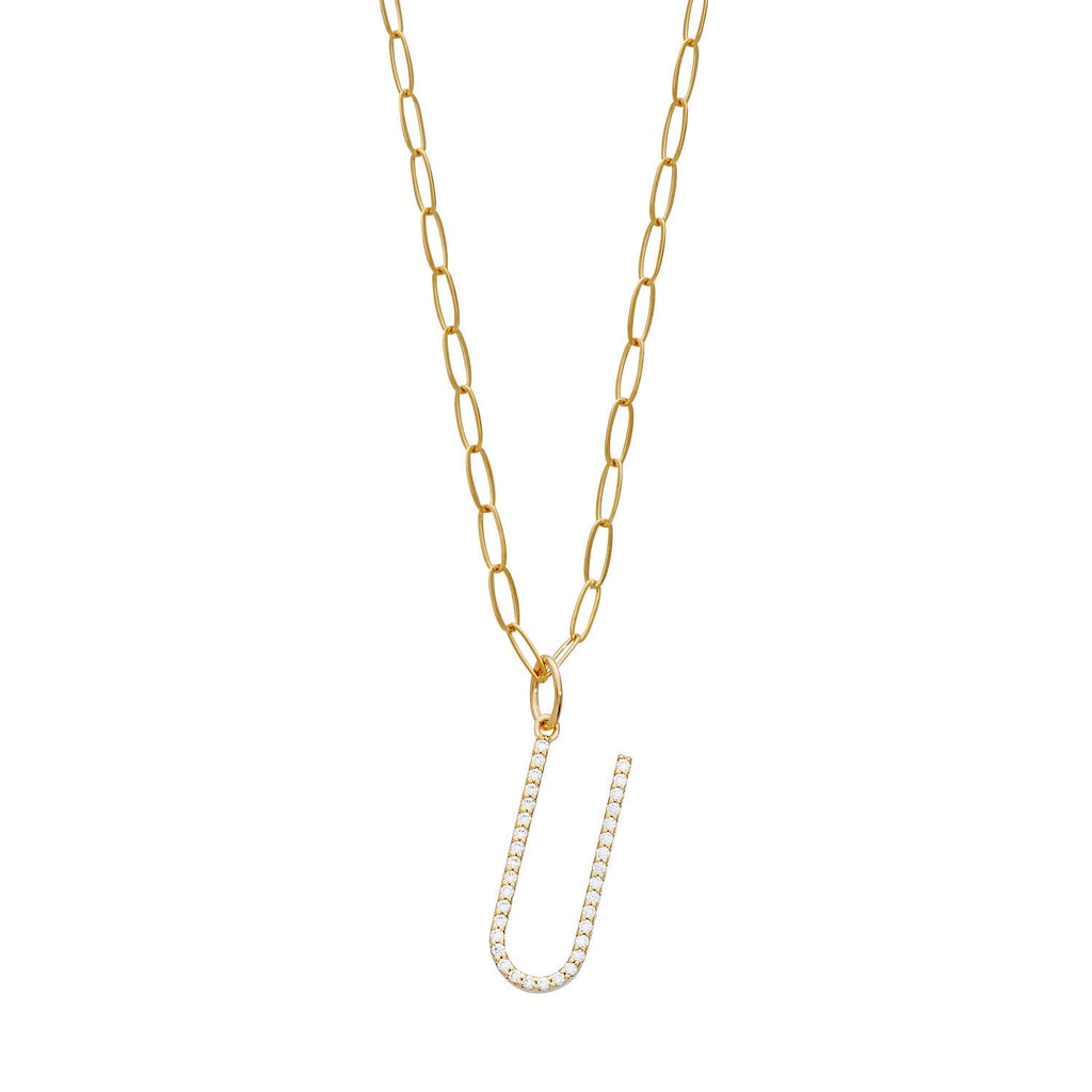 Pavé Elongated Initial Necklace