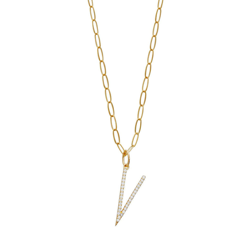 Pavé Elongated Initial Necklace