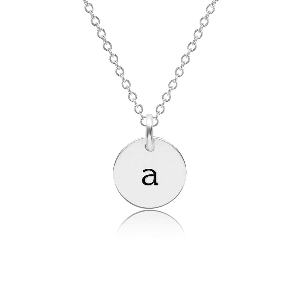 Mini Initial Circle Tag Necklace - Lowercase