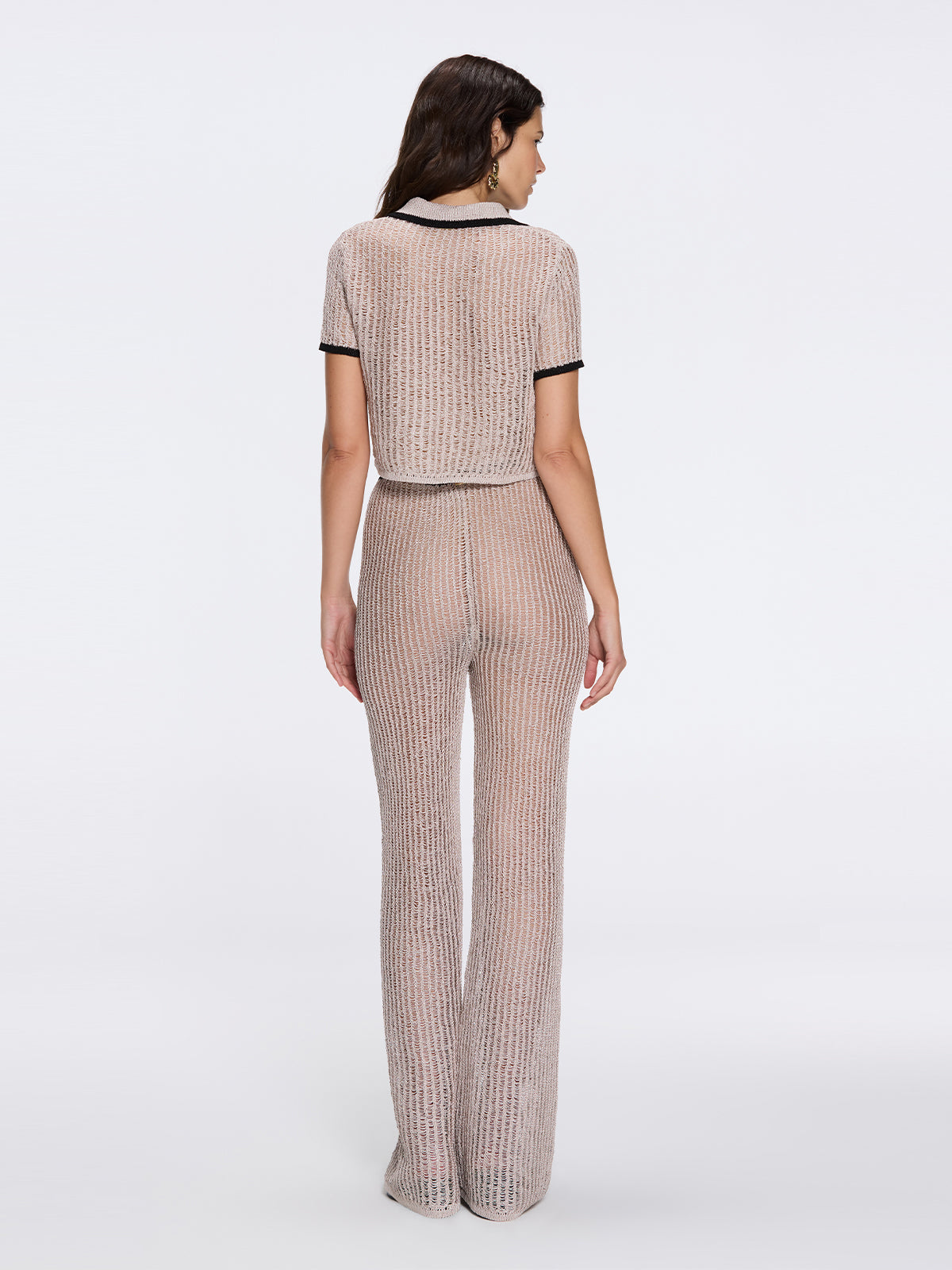 Ramatuelle Grey-Black Crop Top & Lerins Wide-Leg Pants Knitted Set