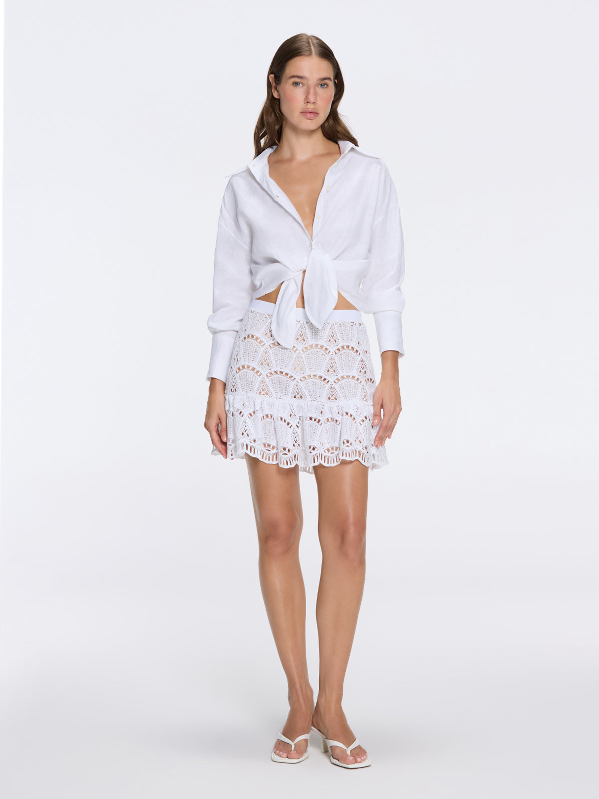 Nice White Crochet Detail Mini Skirt