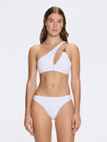 Grasse Gold Chain One-Shoulder Mid Coverage Textured White Bikini Set