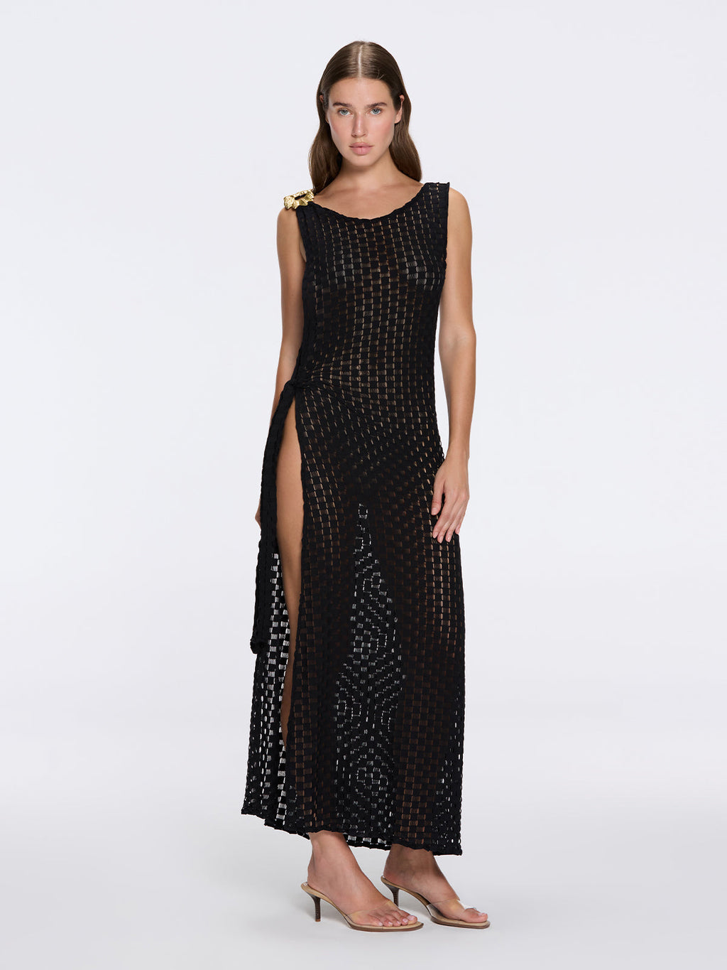 Tara Whiteman - Angles Black High-Neck Maxi Dress