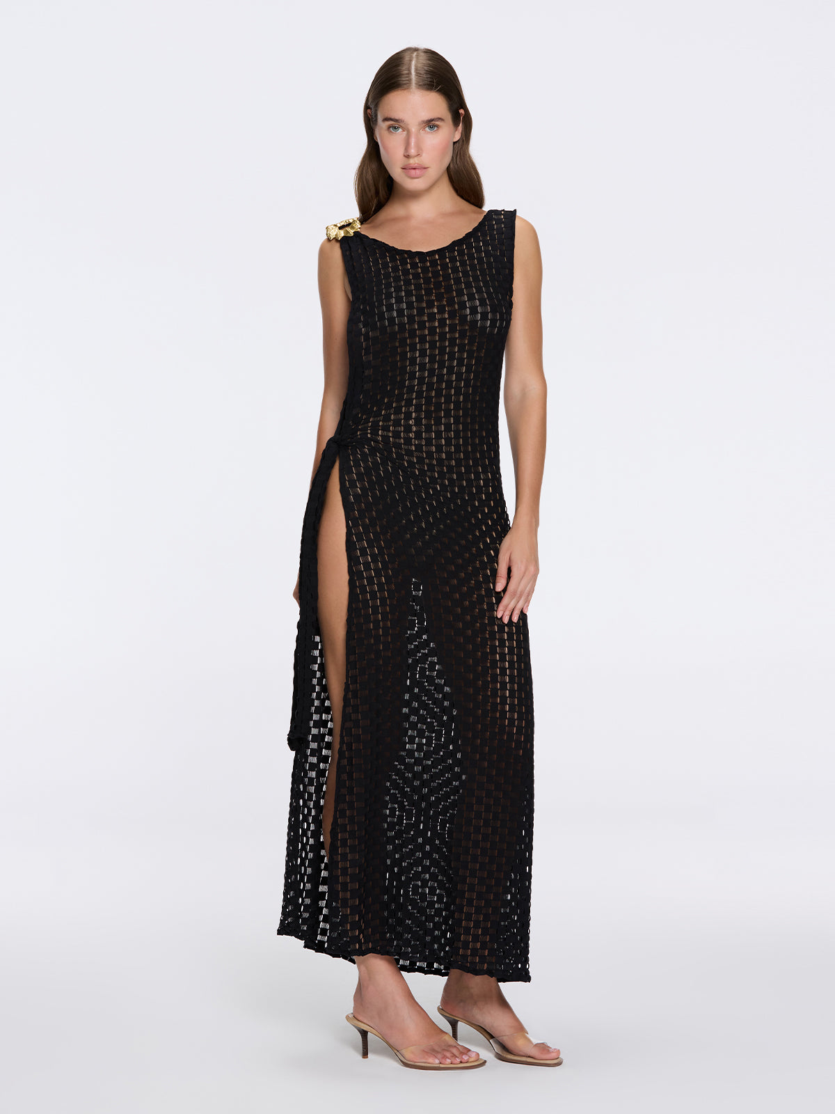 Tara Whiteman - Angles Black High-Neck Maxi Dress