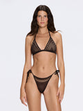 Isola Brown Metallic Knit Low Waist Triangle Bikini Set