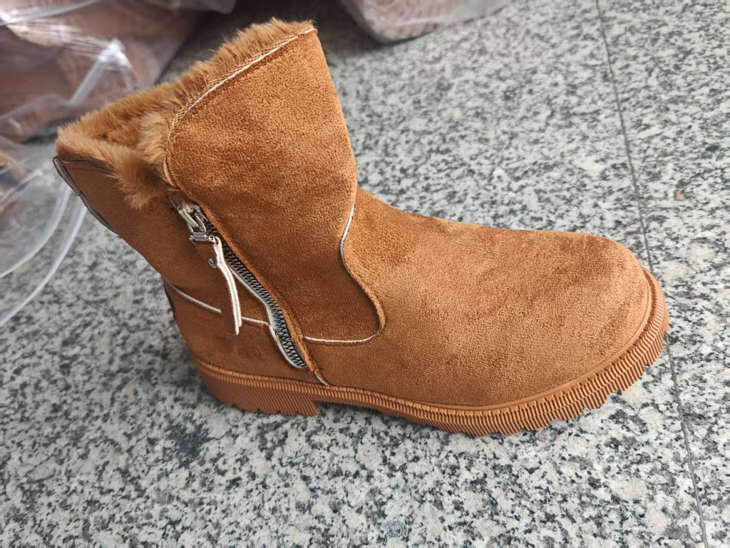 Women’s Velvet Lined Cotton Snow Boots — Plus Size Winter Warm Boots