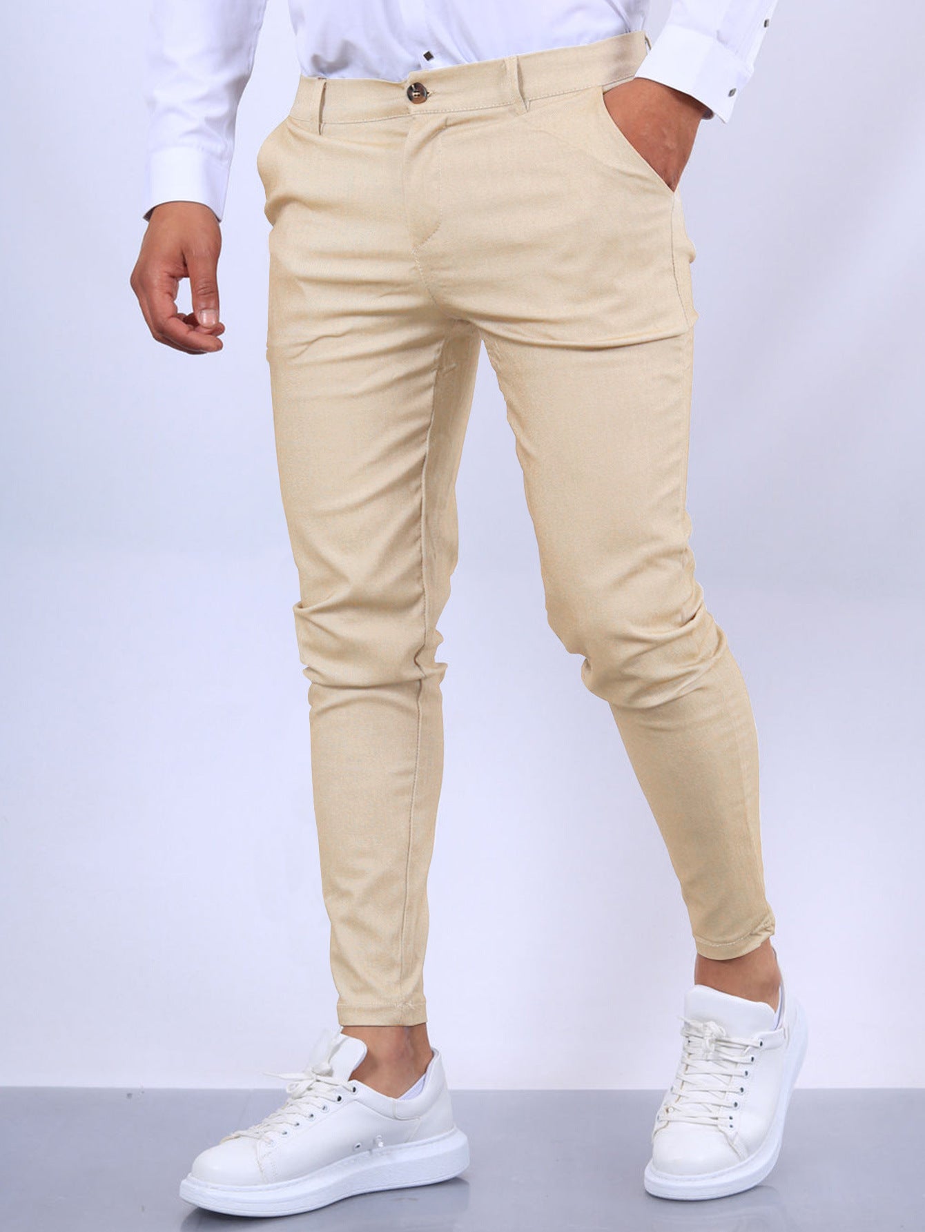 👔 Men's Slim Fit Button Trousers – Versatile Office & Casual Wear