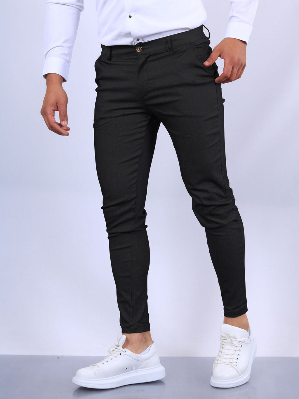 👔 Men's Slim Fit Button Trousers – Versatile Office & Casual Wear