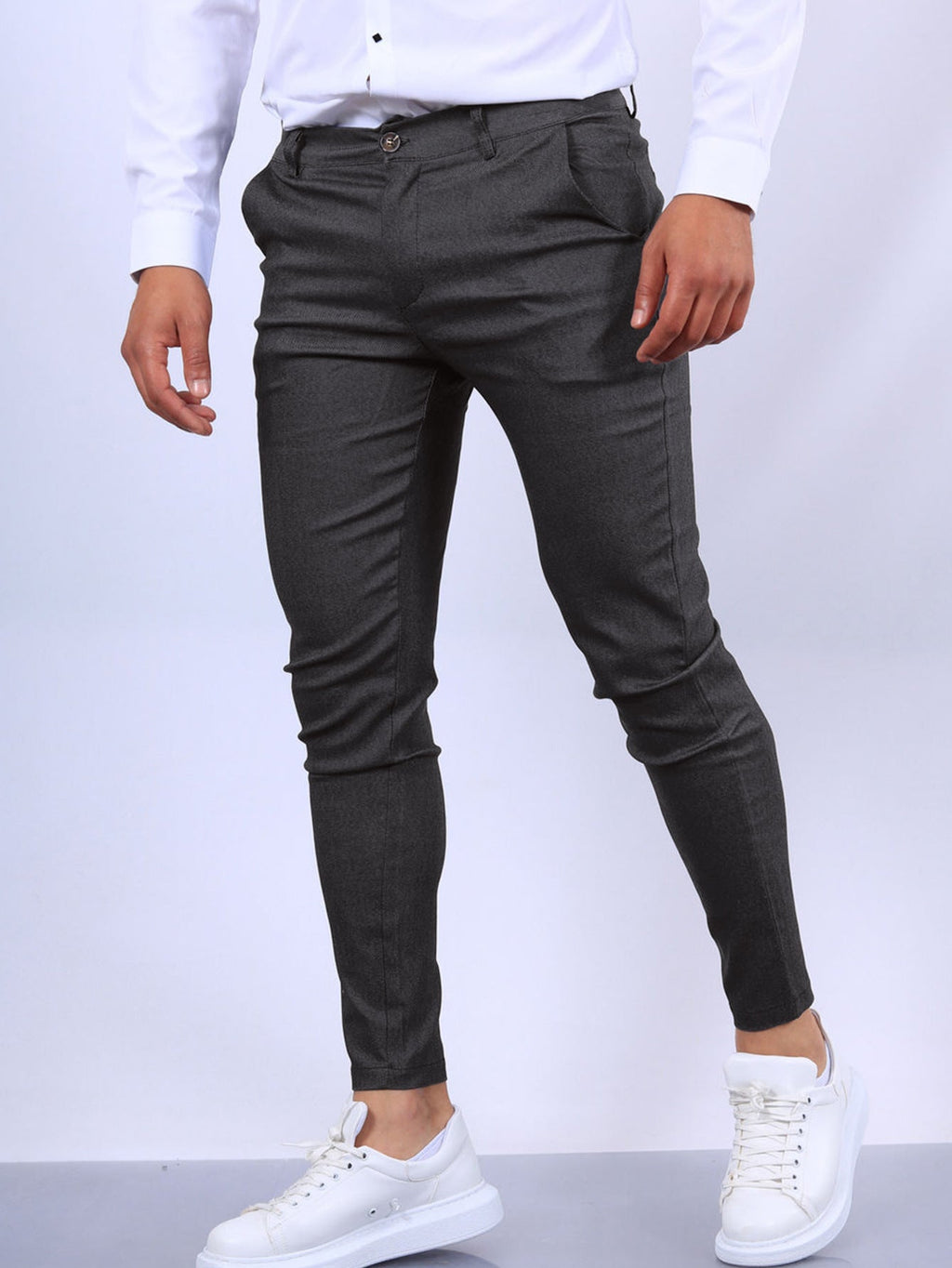 👔 Men's Slim Fit Button Trousers – Versatile Office & Casual Wear