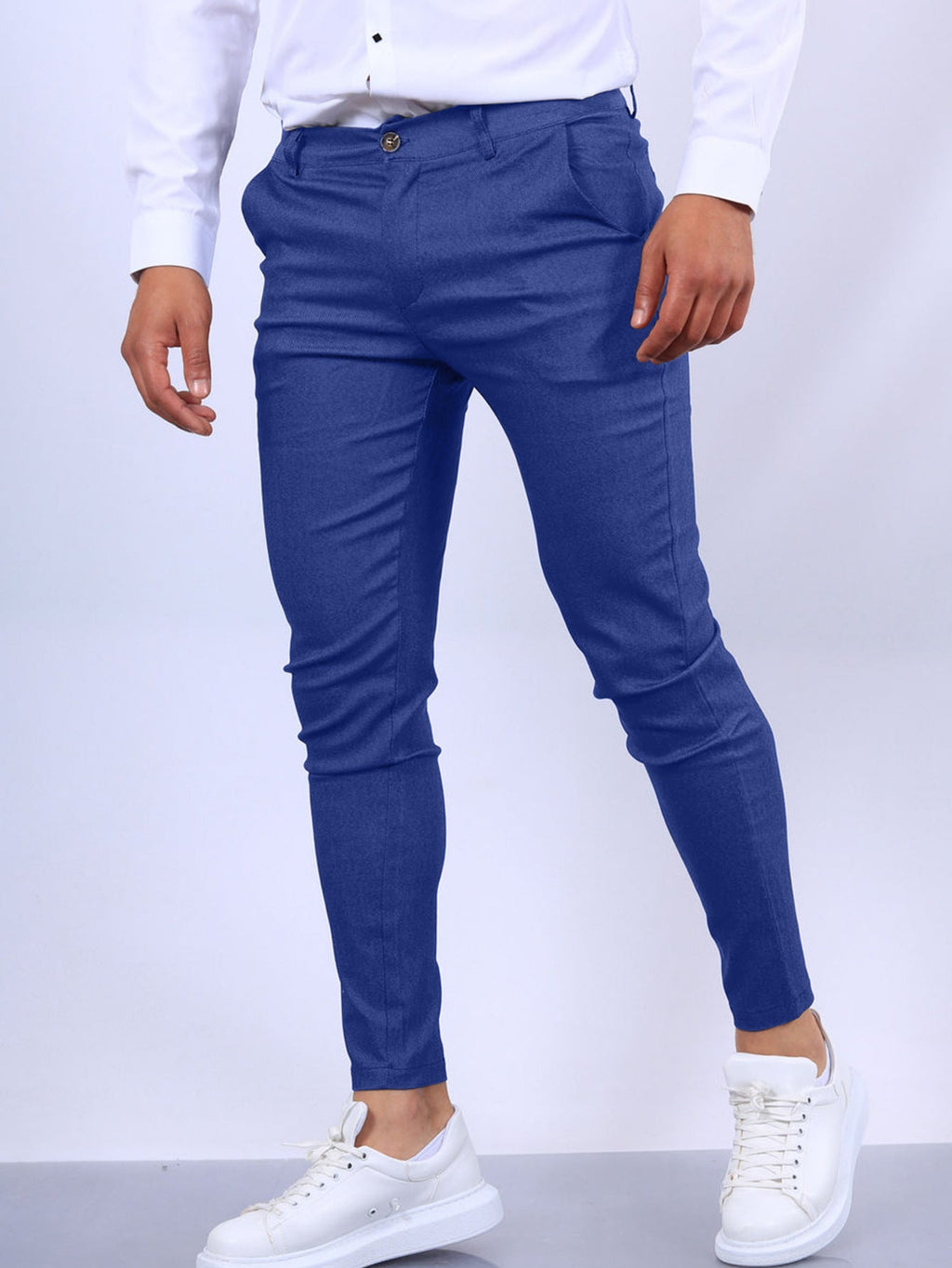 👔 Men's Slim Fit Button Trousers – Versatile Office & Casual Wear