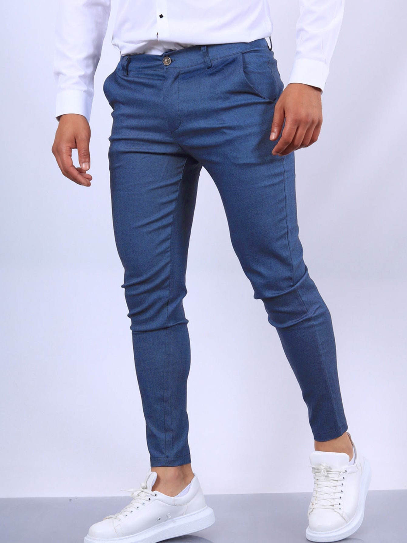 👔 Men's Slim Fit Button Trousers – Versatile Office & Casual Wear