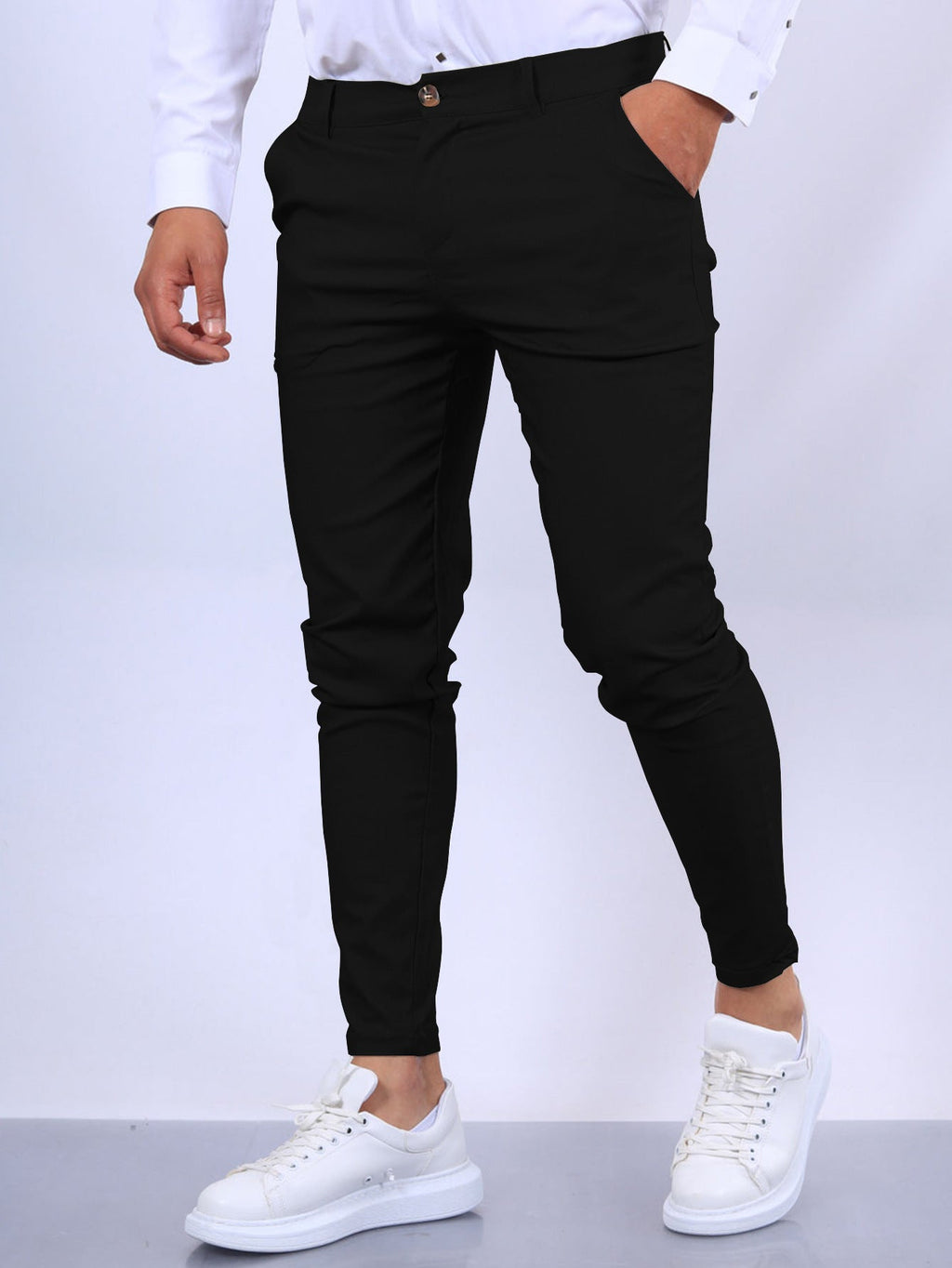 👔 Men's Slim Fit Button Trousers – Versatile Office & Casual Wear