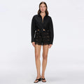 Ophelia Black Crochet Detail High-Waist Shorts