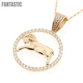 14K Gold CZ Aries Zodiac Pendant