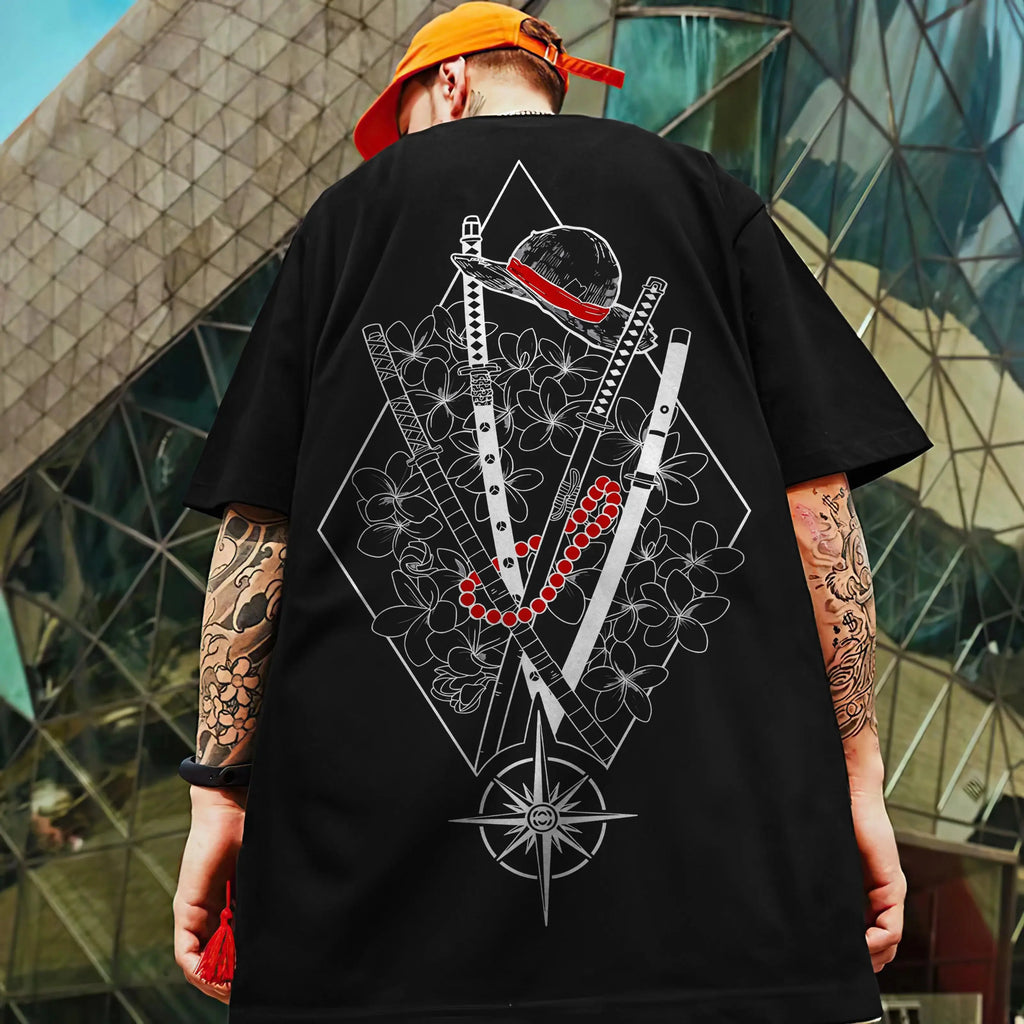 🗡️  3D Samurai Knife Print Oversized T-Shirt