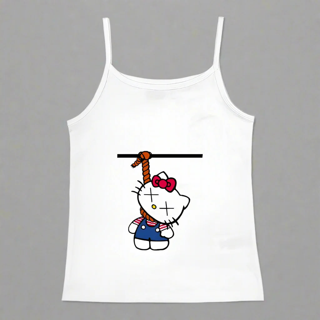 Y2K Hello Kitty Crop Top – Emo Girls Vintage Punk Tank