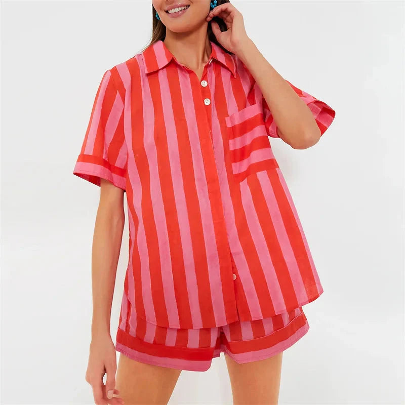 🌞 Lamuusaa 2-Piece Striped Summer Set – 2000s Streetwear Revival