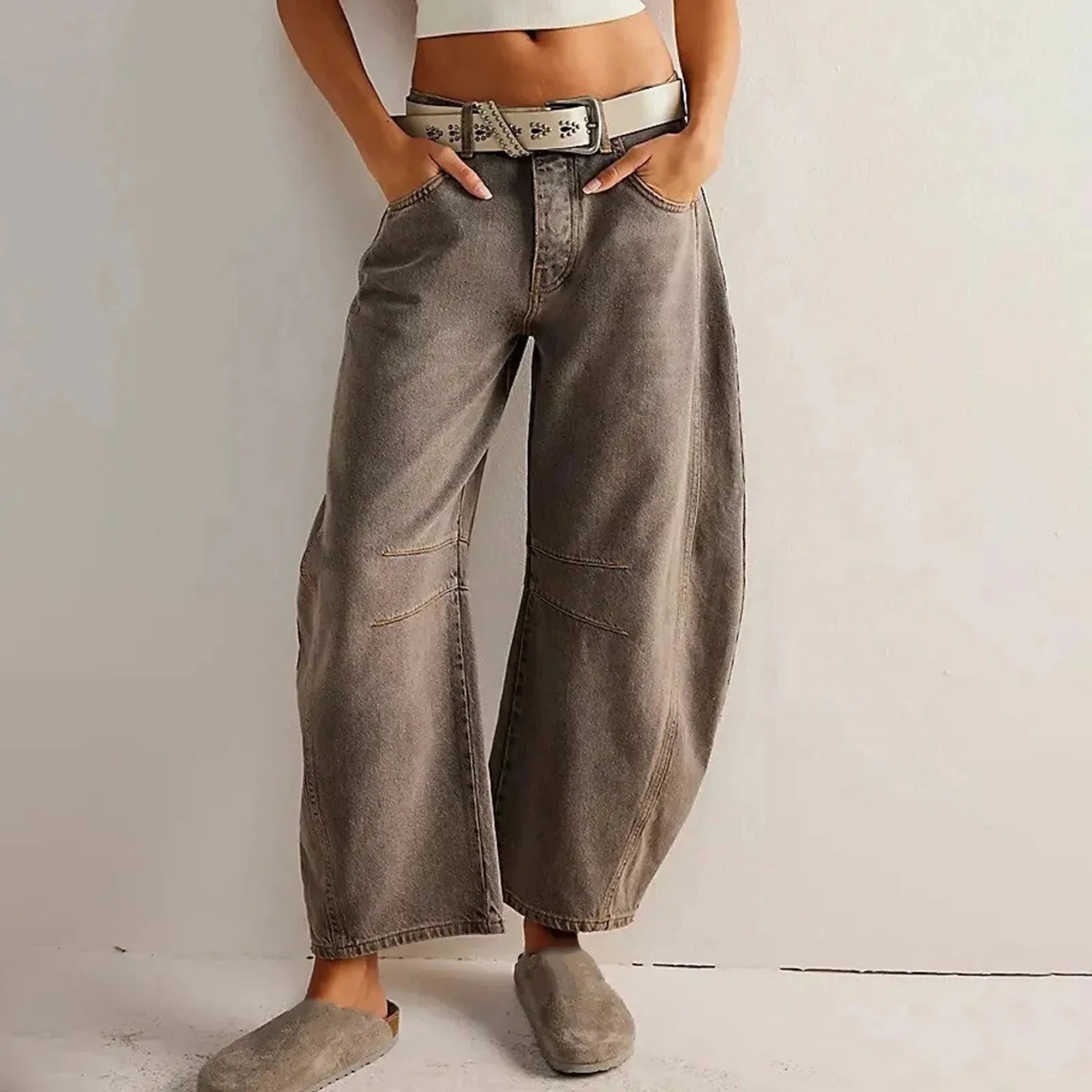Women's Y2K Baggy Mid-Waist Wide-Leg Jeans – 90s Streetwear Vibe