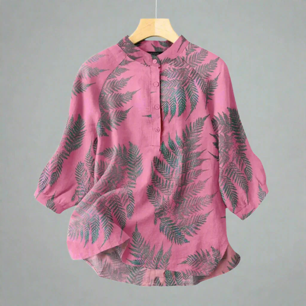 Vintage Cotton-Linen Button Down Blouse