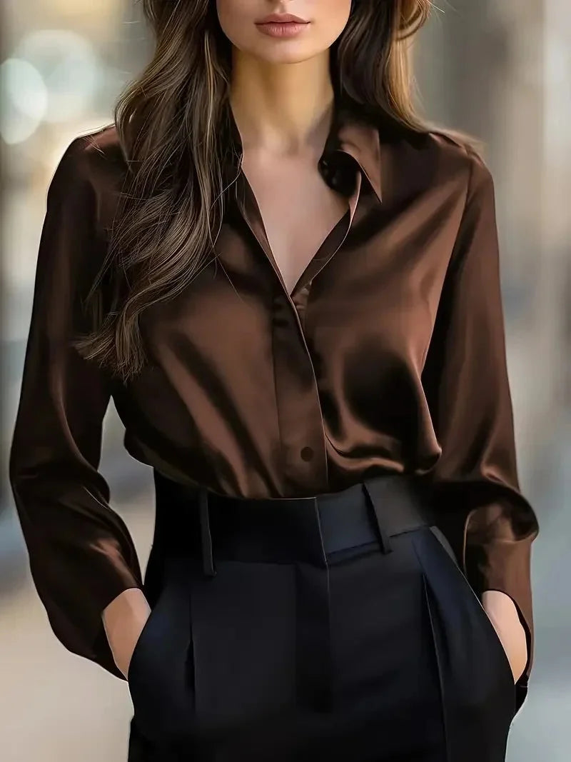 Women’s Spring-Autumn Lapel Button Shirt