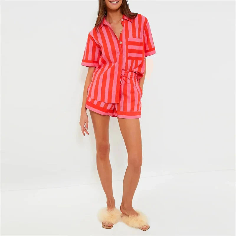 🌞 Lamuusaa 2-Piece Striped Summer Set – 2000s Streetwear Revival