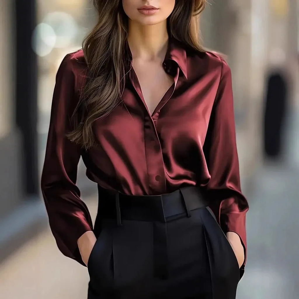 Women’s Spring-Autumn Lapel Button Shirt