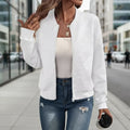 Women’s Solid-Color Zipper Stand-Collar Jacket