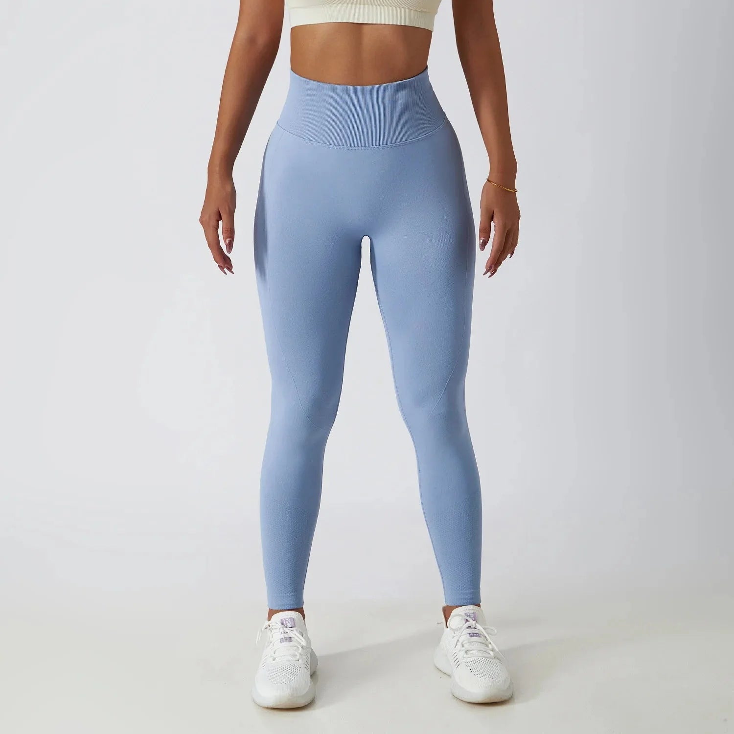 Seamless Ribbed Yoga Leggings – Tummy Control Fit