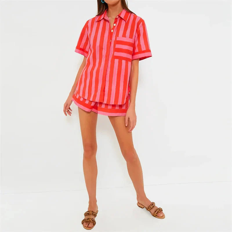 🌞 Lamuusaa 2-Piece Striped Summer Set – 2000s Streetwear Revival