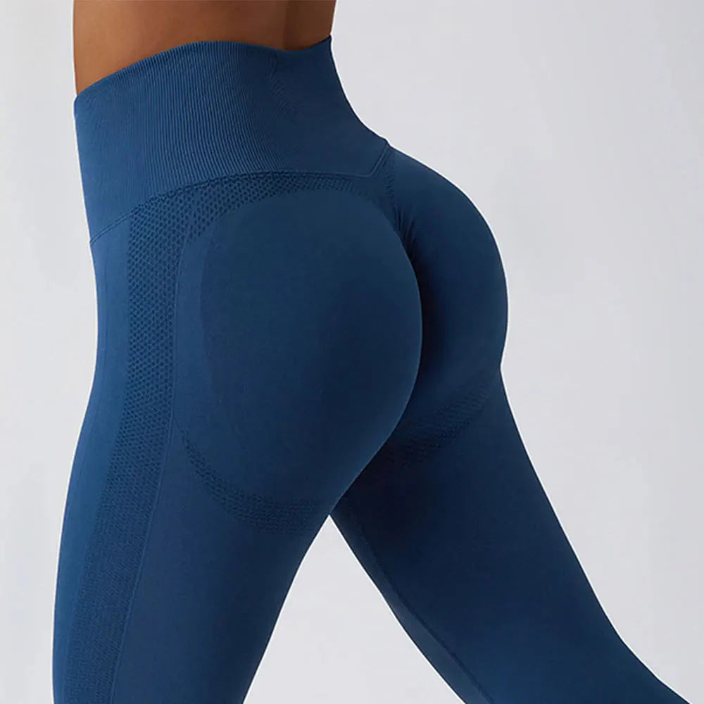 Seamless Ribbed Yoga Leggings – Tummy Control Fit