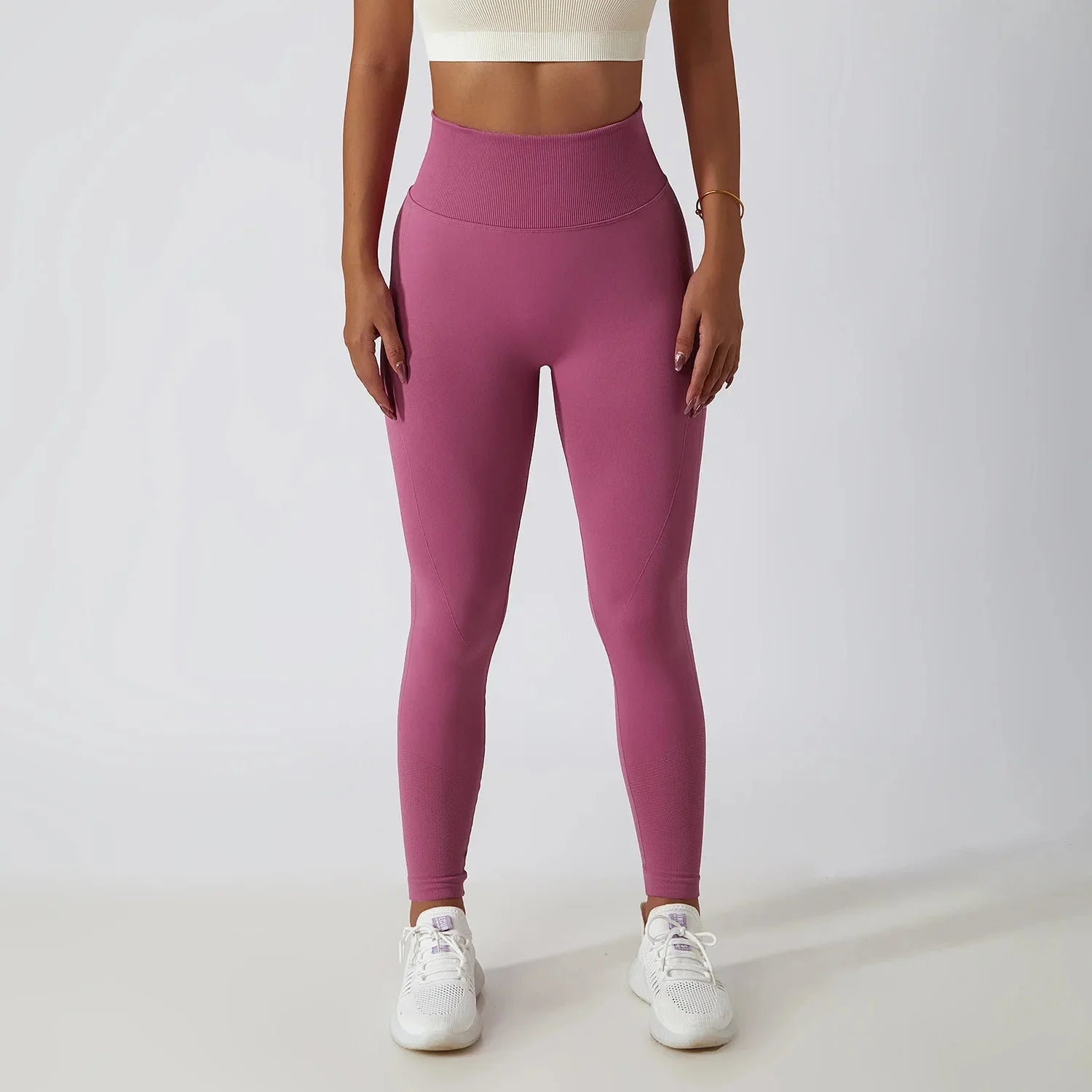 Seamless Ribbed Yoga Leggings – Tummy Control Fit